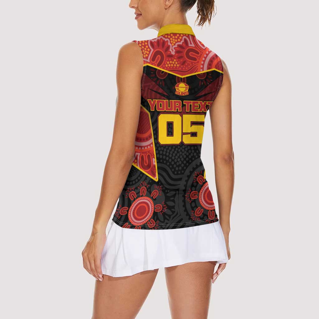 Custom Gold Coast Suns Red Women Sleeveless Polo Shirt Football Player Sun Emblem Dynamic
