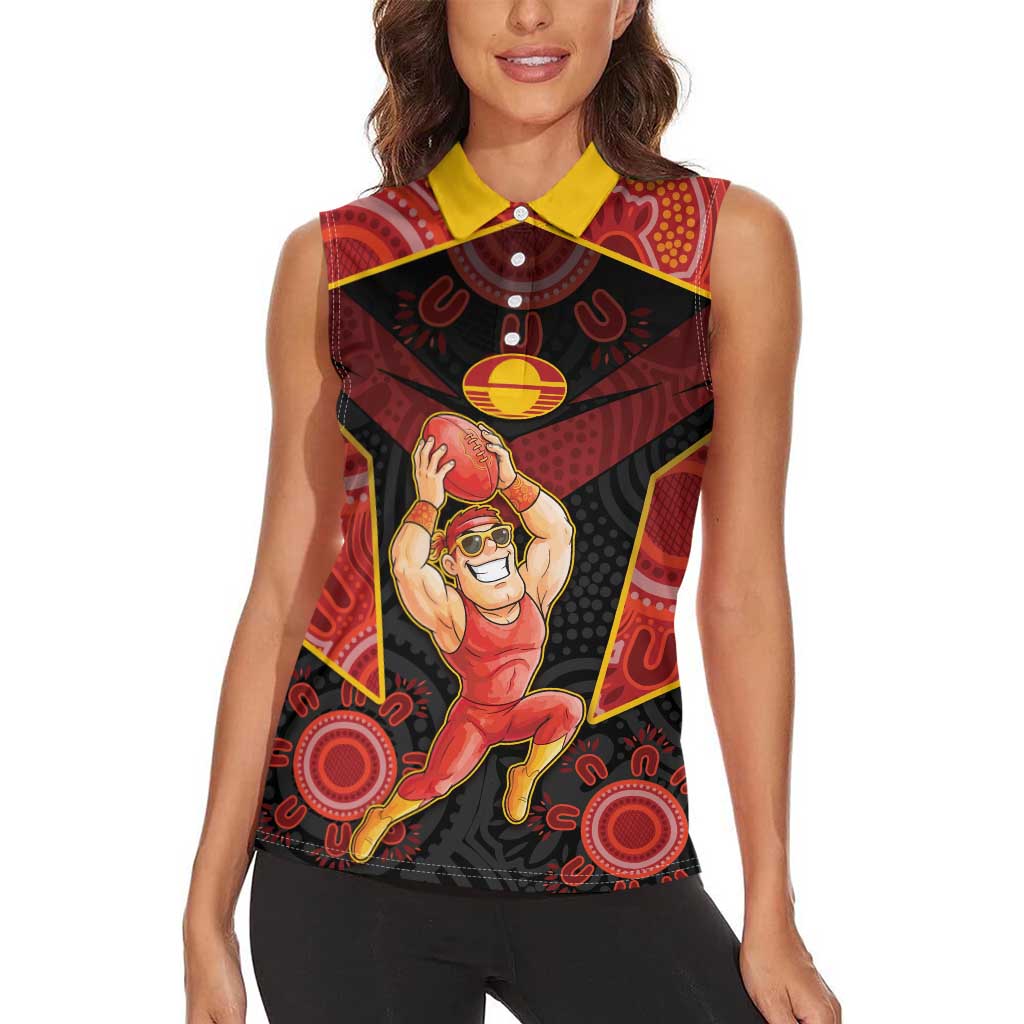 Custom Gold Coast Suns Red Women Sleeveless Polo Shirt Football Player Sun Emblem Dynamic