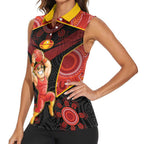 Custom Gold Coast Suns Red Women Sleeveless Polo Shirt Football Player Sun Emblem Dynamic