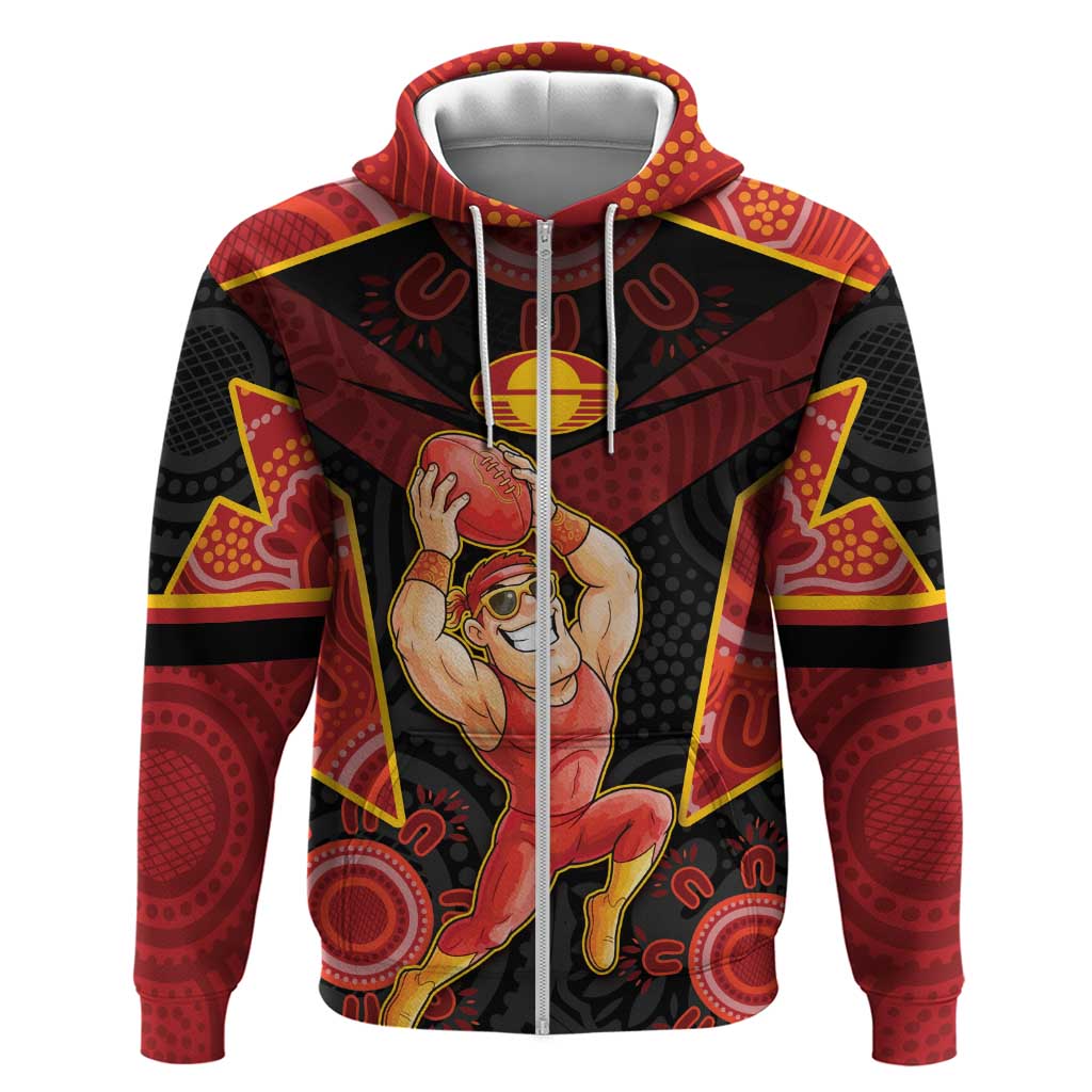 Custom Gold Coast Suns Red Zip Hoodie Football Player Sun Emblem Dynamic
