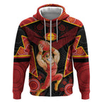 Custom Gold Coast Suns Red Zip Hoodie Football Player Sun Emblem Dynamic