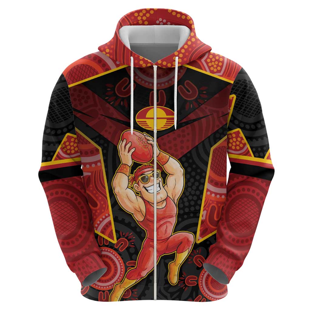 Custom Gold Coast Suns Red Zip Hoodie Football Player Sun Emblem Dynamic