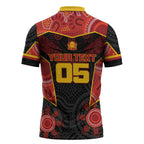 Custom Gold Coast Suns Red Zipper Polo Shirt Football Player Sun Emblem Dynamic
