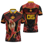 Custom Gold Coast Suns Red Zipper Polo Shirt Football Player Sun Emblem Dynamic
