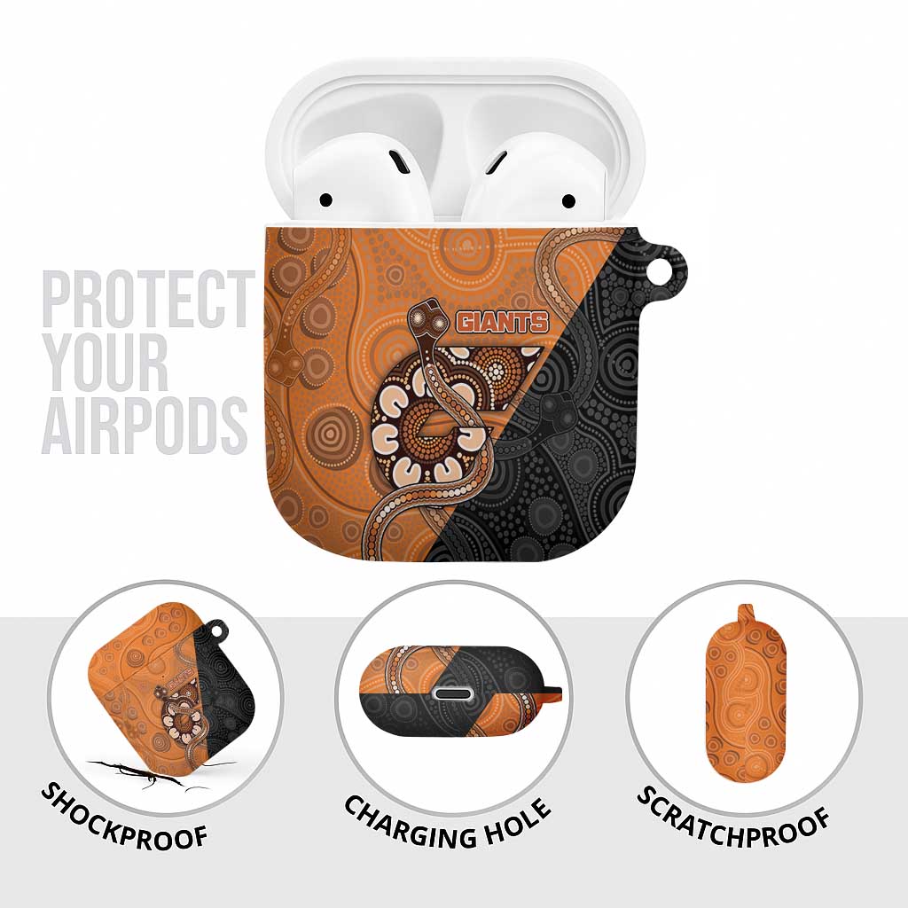 Greater Western Sydney Giants AirPods Case Aboriginal Snake Dot Art