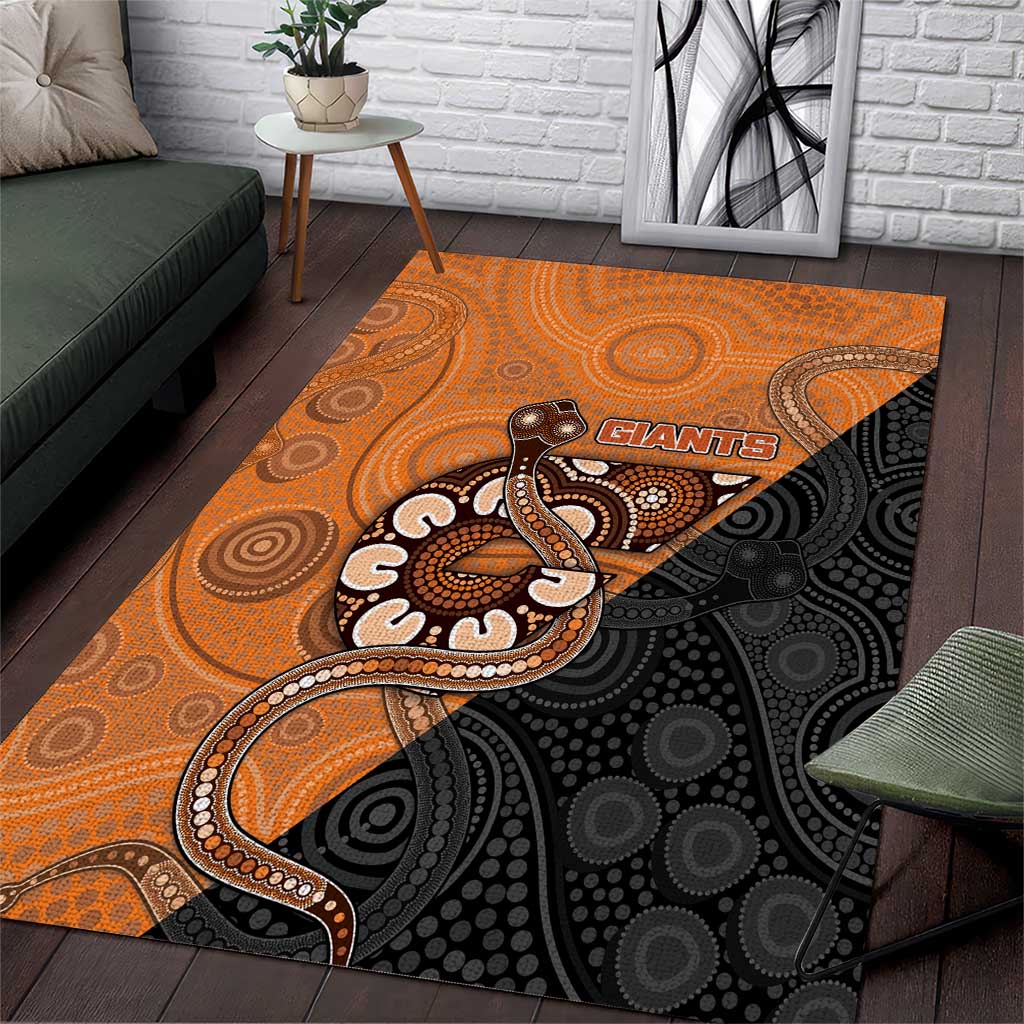 Greater Western Sydney Giants Area Rug Aboriginal Snake Dot Art