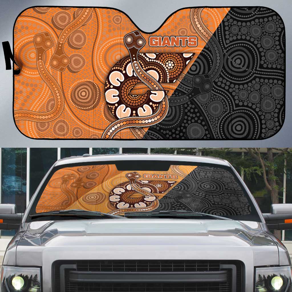 Greater Western Sydney Giants Auto Sun Shade Aboriginal Snake Dot Art
