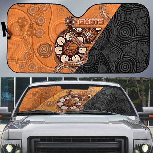 Greater Western Sydney Giants Auto Sun Shade Aboriginal Snake Dot Art