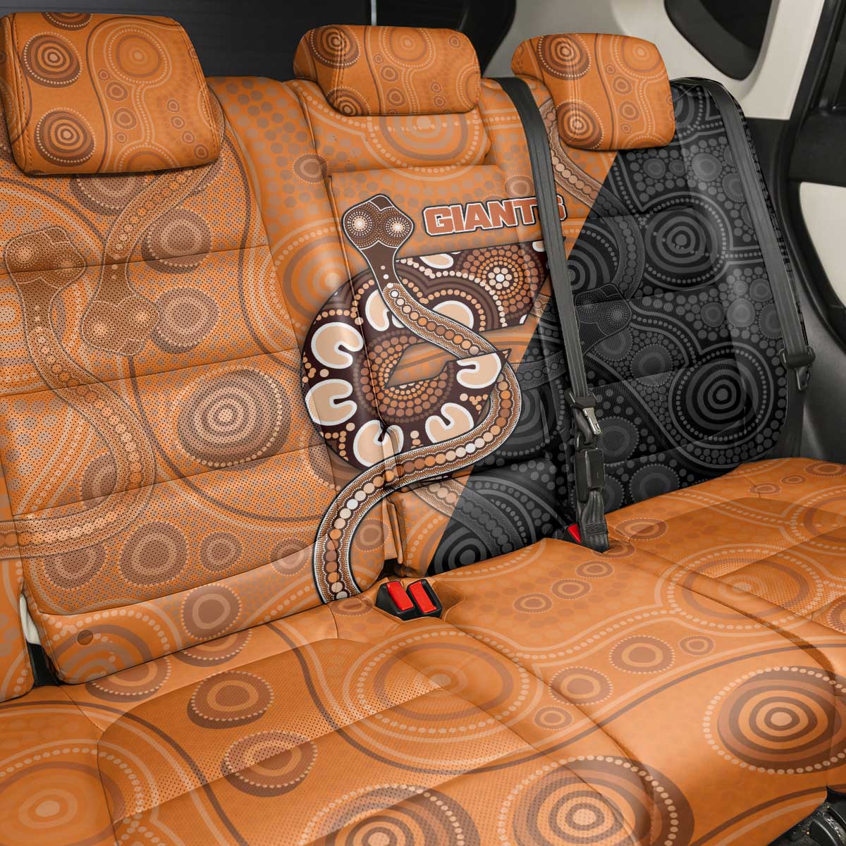 Greater Western Sydney Giants Back Car Seat Cover Aboriginal Snake Dot Art