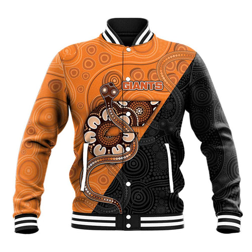 Custom Greater Western Sydney Giants Baseball Jacket Aboriginal Snake Dot Art