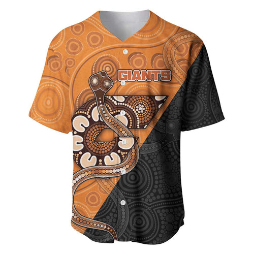 Custom Greater Western Sydney Giants Baseball Jersey Aboriginal Snake Dot Art
