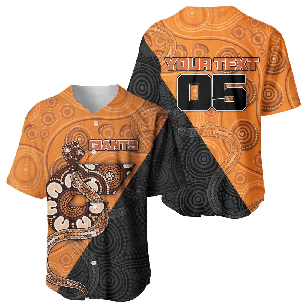 Custom Greater Western Sydney Giants Baseball Jersey Aboriginal Snake Dot Art