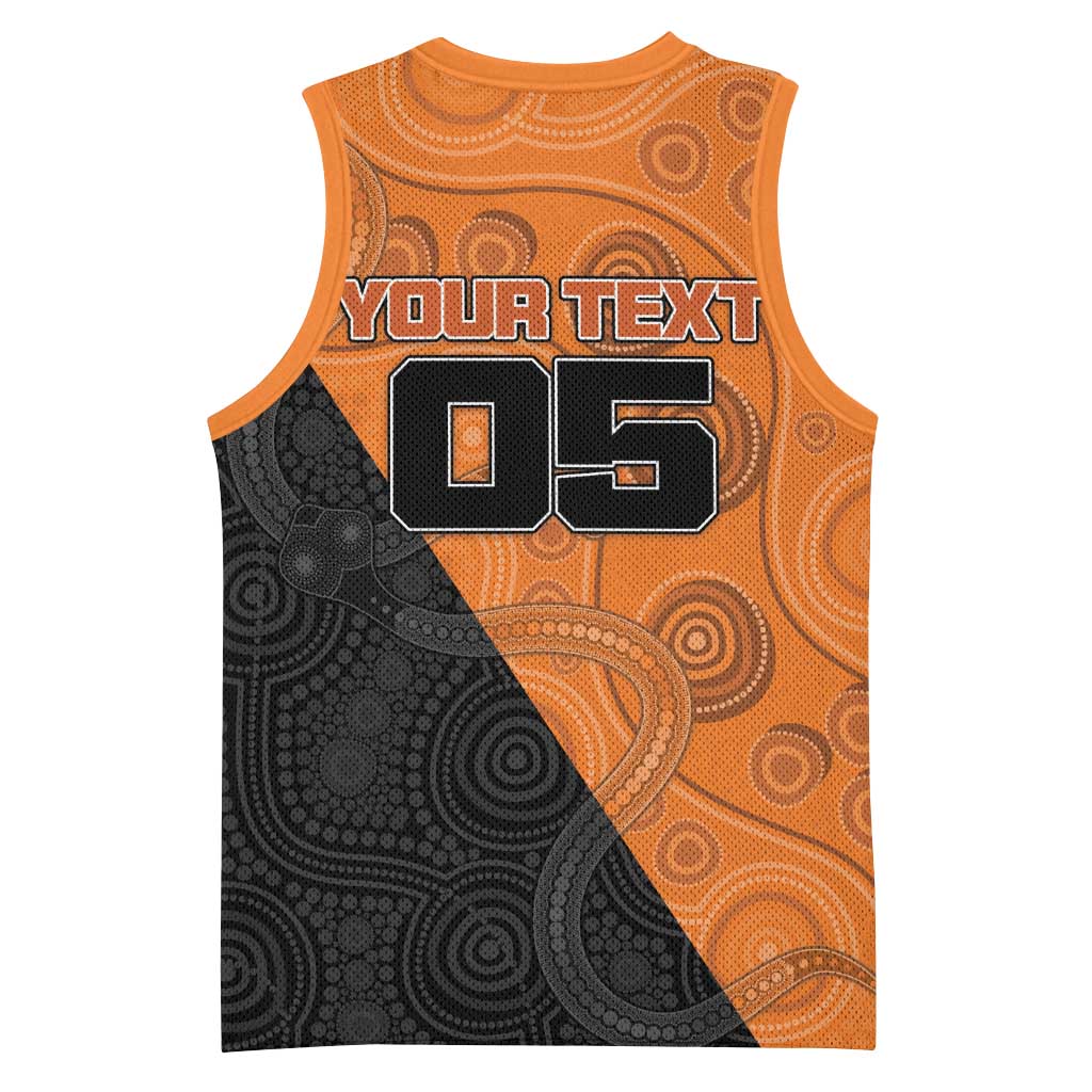 Custom Greater Western Sydney Giants Basketball Jersey Aboriginal Snake Dot Art