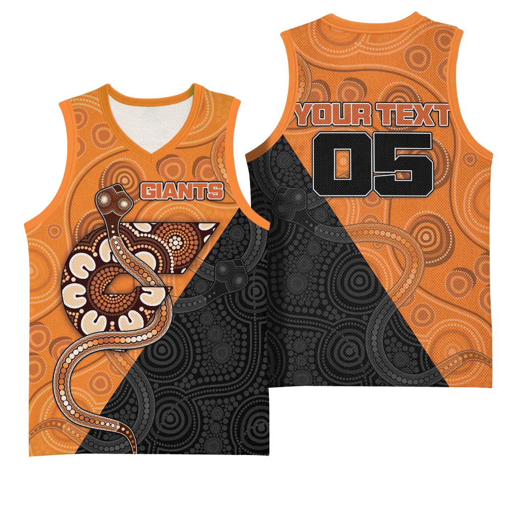 Custom Greater Western Sydney Giants Basketball Jersey Aboriginal Snake Dot Art
