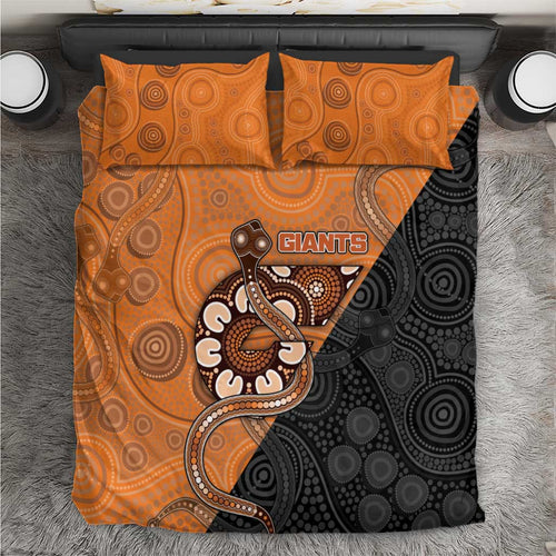 Greater Western Sydney Giants Bedding Set Aboriginal Snake Dot Art