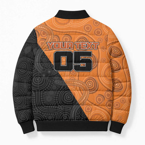 Custom Greater Western Sydney Giants Bomber Puffer Jacket Aboriginal Snake Dot Art