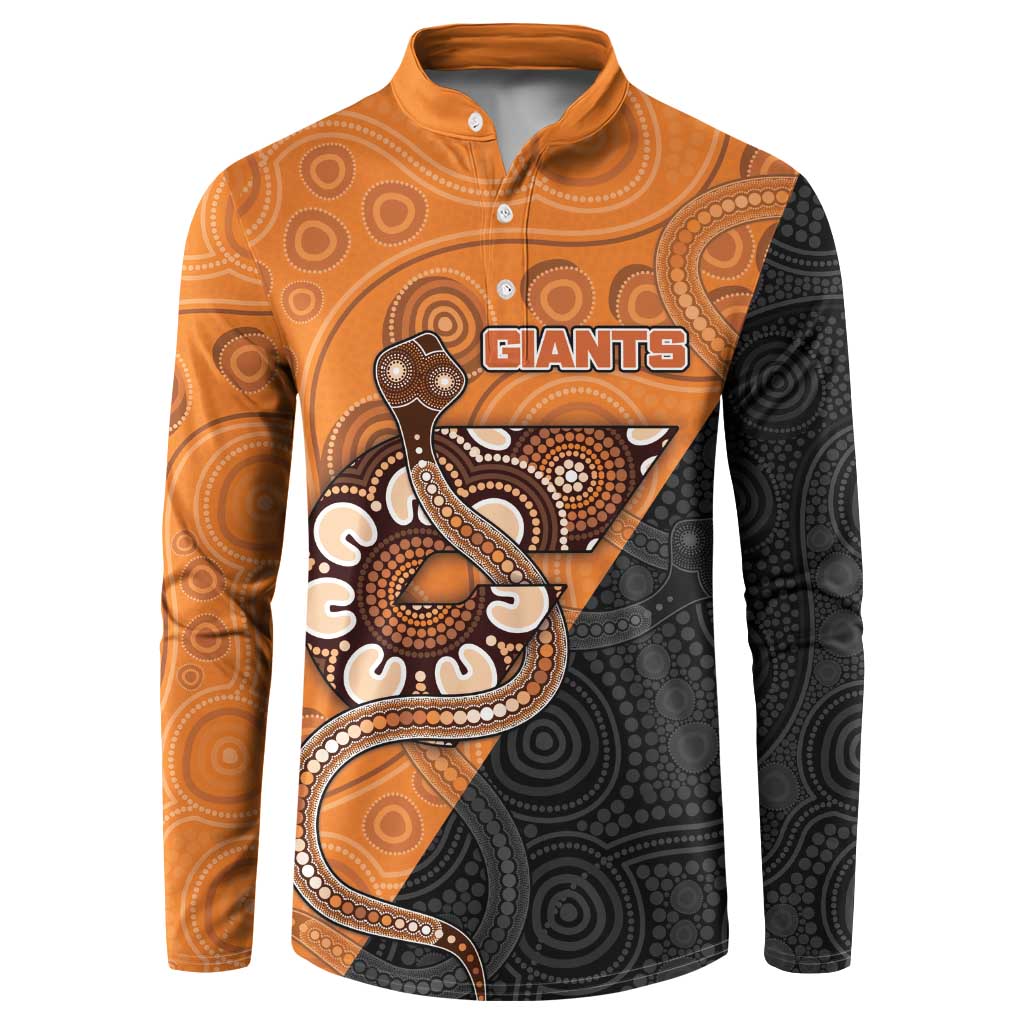 Custom Greater Western Sydney Giants Button Sweatshirt Aboriginal Snake Dot Art