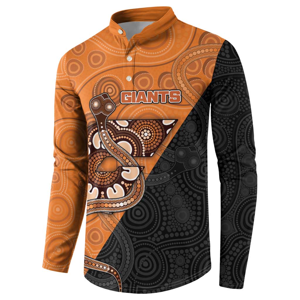 Custom Greater Western Sydney Giants Button Sweatshirt Aboriginal Snake Dot Art