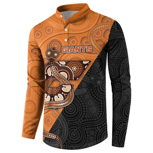 Custom Greater Western Sydney Giants Button Sweatshirt Aboriginal Snake Dot Art