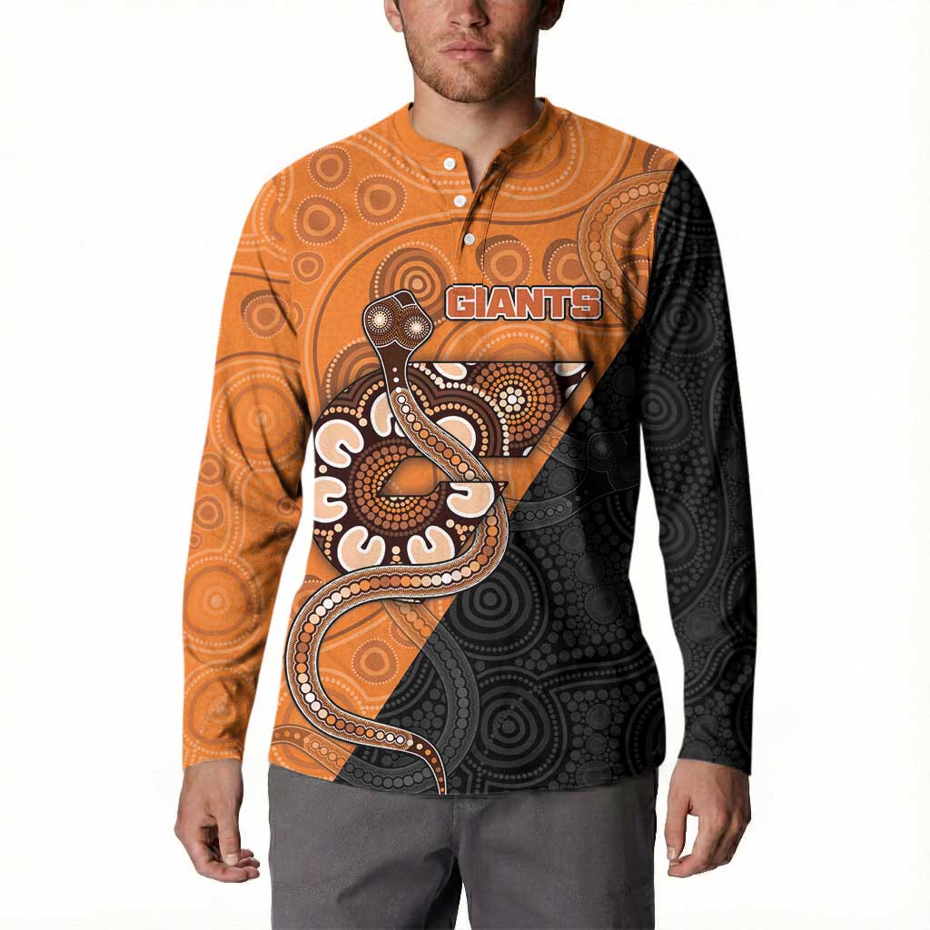 Custom Greater Western Sydney Giants Button Sweatshirt Aboriginal Snake Dot Art