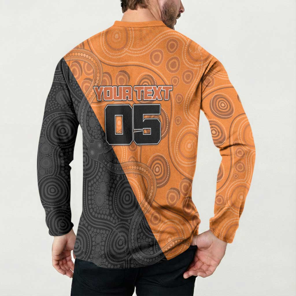 Custom Greater Western Sydney Giants Button Sweatshirt Aboriginal Snake Dot Art
