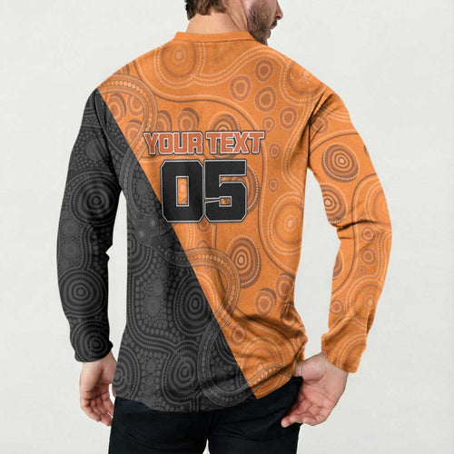 Custom Greater Western Sydney Giants Button Sweatshirt Aboriginal Snake Dot Art