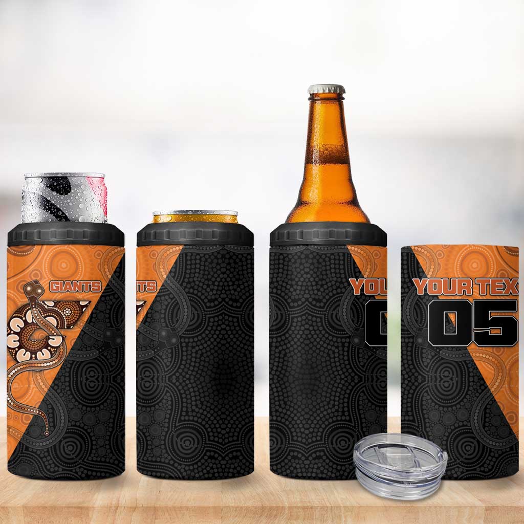 Custom Greater Western Sydney Giants 4 in 1 Can Cooler Tumbler Aboriginal Snake Dot Art