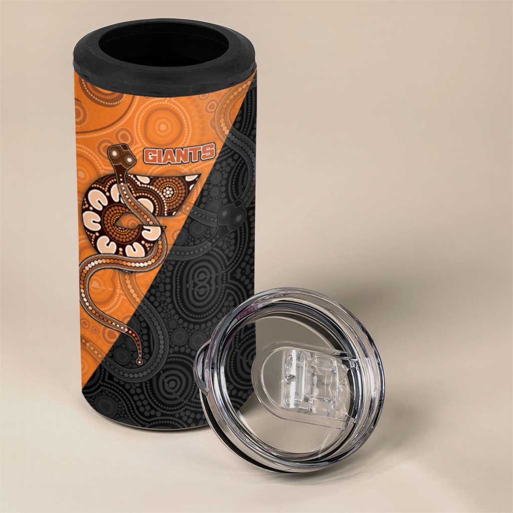 Custom Greater Western Sydney Giants 4 in 1 Can Cooler Tumbler Aboriginal Snake Dot Art
