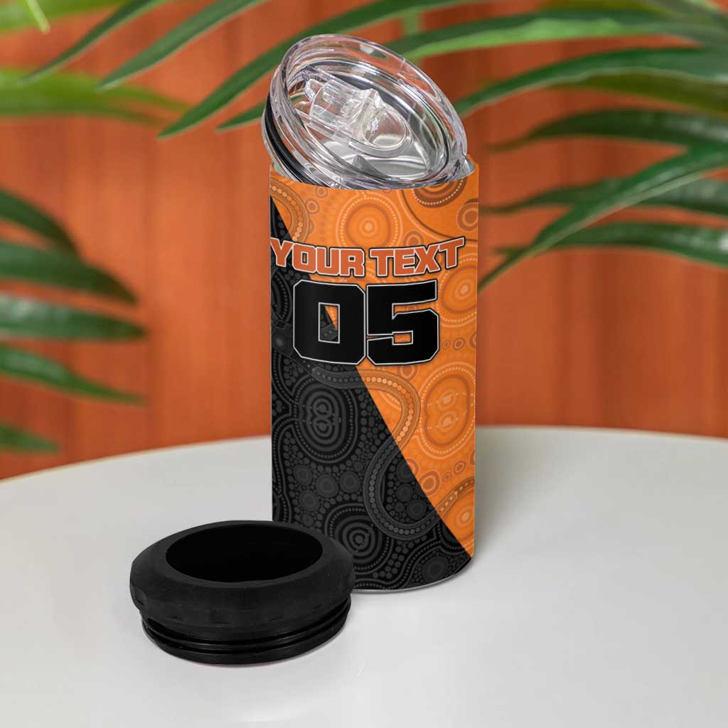 Custom Greater Western Sydney Giants 4 in 1 Can Cooler Tumbler Aboriginal Snake Dot Art