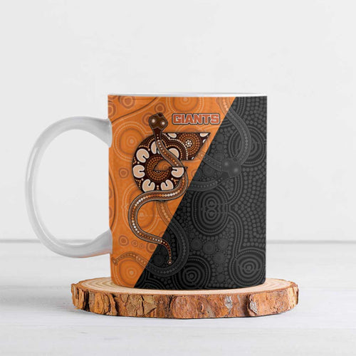 Custom Greater Western Sydney Giants Ceramic Mug Aboriginal Snake Dot Art