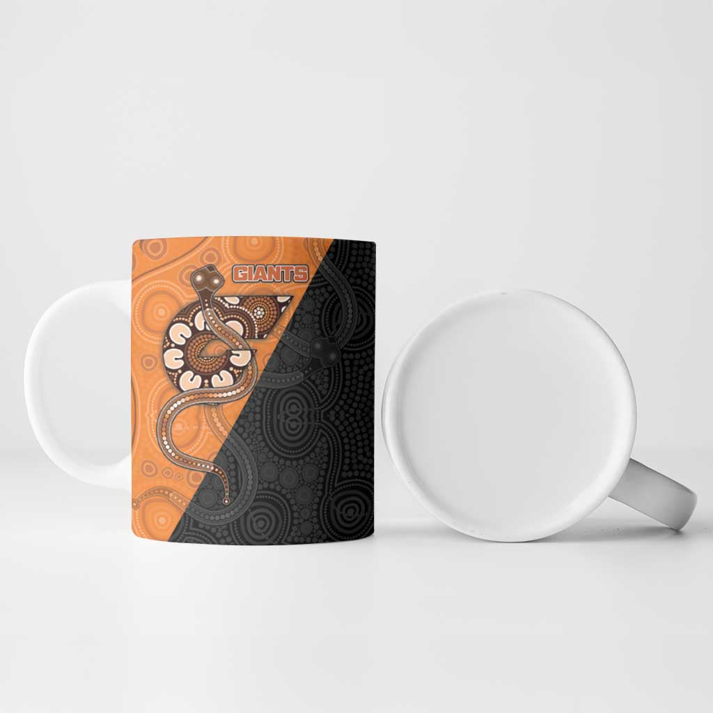 Custom Greater Western Sydney Giants Ceramic Mug Aboriginal Snake Dot Art