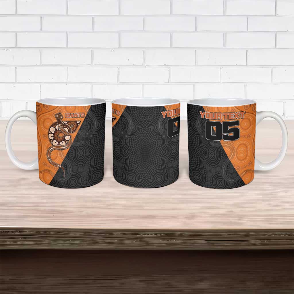 Custom Greater Western Sydney Giants Ceramic Mug Aboriginal Snake Dot Art