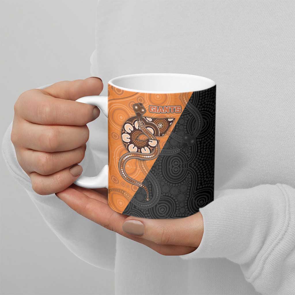 Custom Greater Western Sydney Giants Ceramic Mug Aboriginal Snake Dot Art