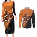Custom Greater Western Sydney Giants Couples Matching Long Sleeve Bodycon Dress and Long Sleeve Button Shirt Aboriginal Snake Dot Art