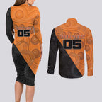 Custom Greater Western Sydney Giants Couples Matching Long Sleeve Bodycon Dress and Long Sleeve Button Shirt Aboriginal Snake Dot Art