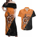 Custom Greater Western Sydney Giants Couples Matching Off Shoulder Maxi Dress and Hawaiian Shirt Aboriginal Snake Dot Art