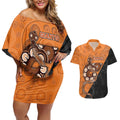 Custom Greater Western Sydney Giants Couples Matching Off Shoulder Short Dress and Hawaiian Shirt Aboriginal Snake Dot Art