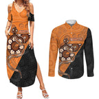 Custom Greater Western Sydney Giants Couples Matching Summer Maxi Dress and Long Sleeve Button Shirt Aboriginal Snake Dot Art