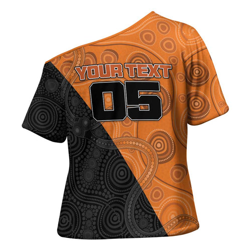 Custom Greater Western Sydney Giants Cross Shoulder Shirt Aboriginal Snake Dot Art
