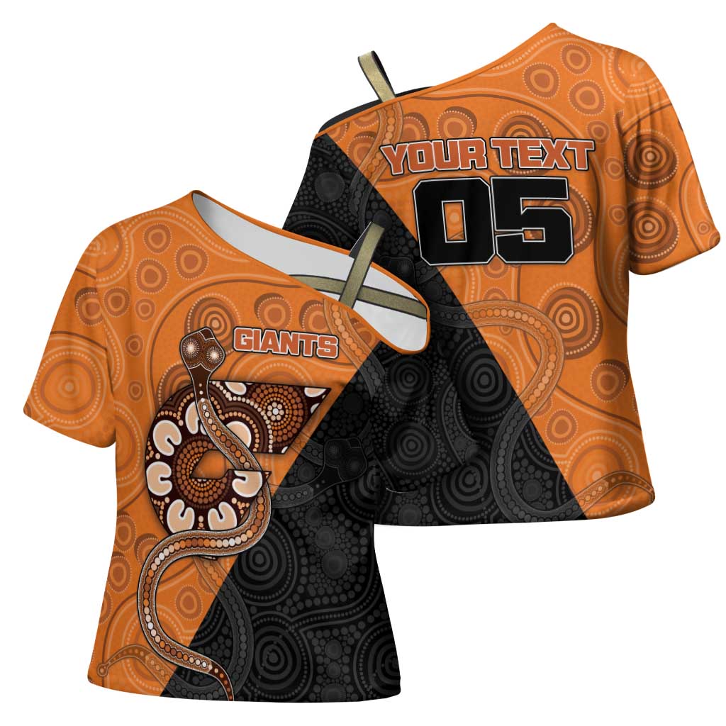 Custom Greater Western Sydney Giants Cross Shoulder Shirt Aboriginal Snake Dot Art