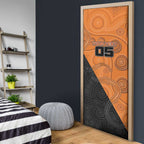 Custom Greater Western Sydney Giants Door Cover Aboriginal Snake Dot Art