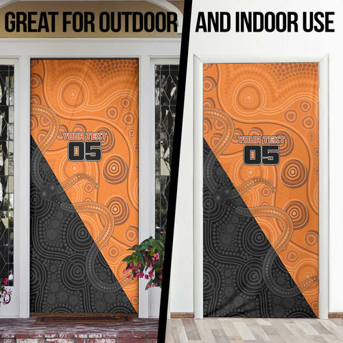 Custom Greater Western Sydney Giants Door Cover Aboriginal Snake Dot Art
