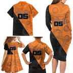 Custom Greater Western Sydney Giants Family Matching Long Sleeve Bodycon Dress and Hawaiian Shirt Aboriginal Snake Dot Art