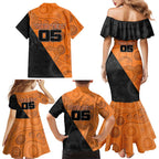 Custom Greater Western Sydney Giants Family Matching Mermaid Dress and Hawaiian Shirt Aboriginal Snake Dot Art