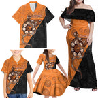 Custom Greater Western Sydney Giants Family Matching Off Shoulder Maxi Dress and Hawaiian Shirt Aboriginal Snake Dot Art