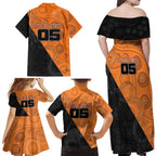 Custom Greater Western Sydney Giants Family Matching Off Shoulder Maxi Dress and Hawaiian Shirt Aboriginal Snake Dot Art