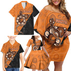 Custom Greater Western Sydney Giants Family Matching Off Shoulder Short Dress and Hawaiian Shirt Aboriginal Snake Dot Art