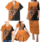 Custom Greater Western Sydney Giants Family Matching Puletasi and Hawaiian Shirt Aboriginal Snake Dot Art