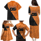 Custom Greater Western Sydney Giants Family Matching Puletasi and Hawaiian Shirt Aboriginal Snake Dot Art