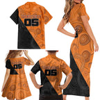 Custom Greater Western Sydney Giants Family Matching Short Sleeve Bodycon Dress and Hawaiian Shirt Aboriginal Snake Dot Art